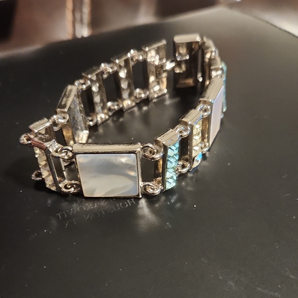 Elegant Silver and Blue Bracelet